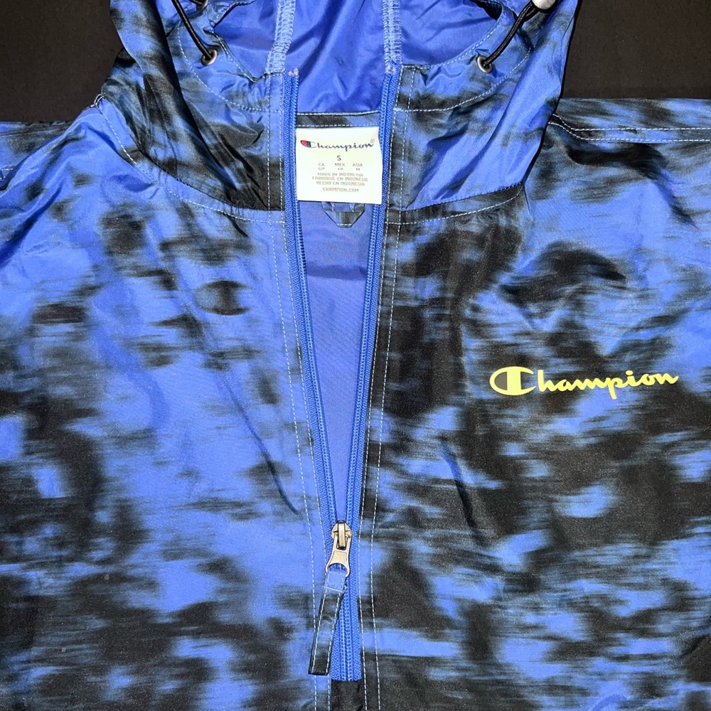 Champion Blue & Black Tie-Dye Windbreaker
